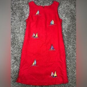 Victoria Holley Vintage Women’s Linen Blend Sailboat Embroidered Dress Size 8